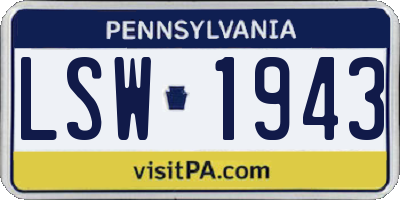PA license plate LSW1943