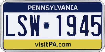 PA license plate LSW1945