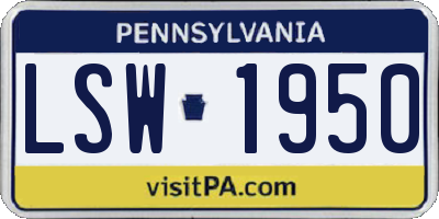PA license plate LSW1950