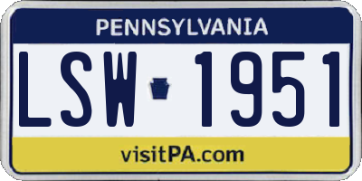 PA license plate LSW1951