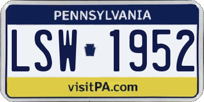 PA license plate LSW1952