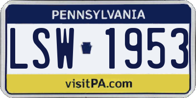 PA license plate LSW1953
