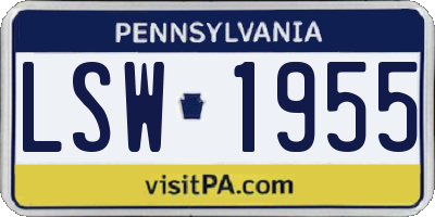 PA license plate LSW1955