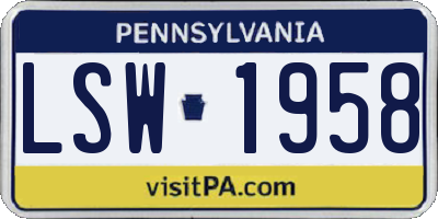 PA license plate LSW1958