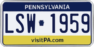 PA license plate LSW1959