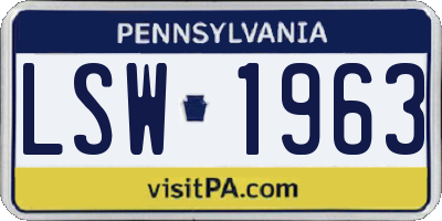 PA license plate LSW1963