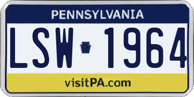 PA license plate LSW1964