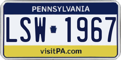 PA license plate LSW1967
