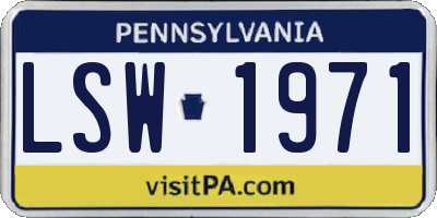 PA license plate LSW1971