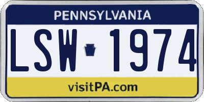 PA license plate LSW1974
