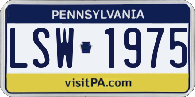 PA license plate LSW1975