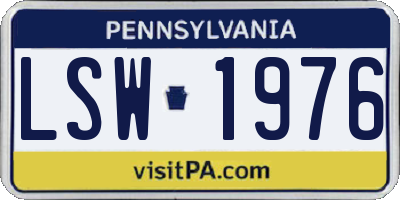 PA license plate LSW1976