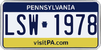 PA license plate LSW1978