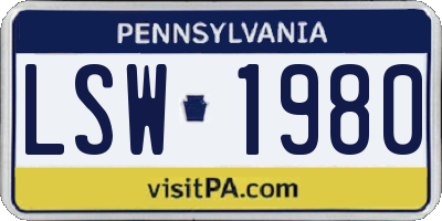 PA license plate LSW1980