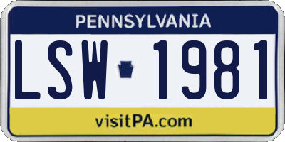 PA license plate LSW1981