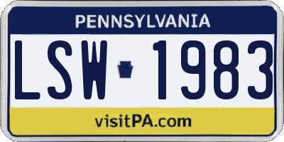 PA license plate LSW1983