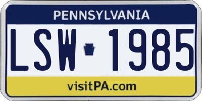 PA license plate LSW1985
