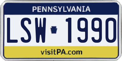 PA license plate LSW1990