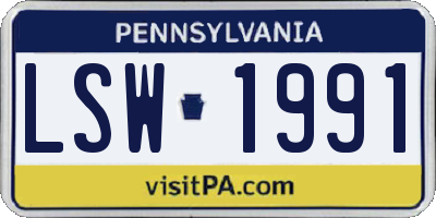 PA license plate LSW1991