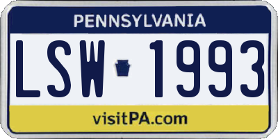 PA license plate LSW1993
