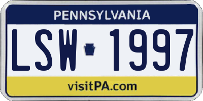 PA license plate LSW1997