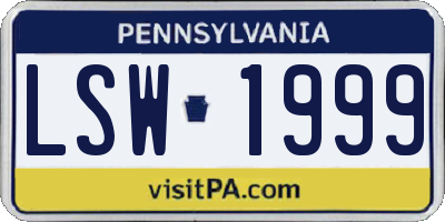 PA license plate LSW1999