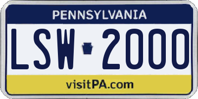 PA license plate LSW2000