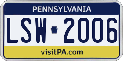 PA license plate LSW2006