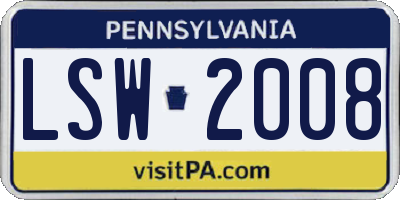 PA license plate LSW2008