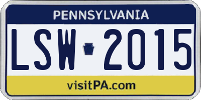 PA license plate LSW2015
