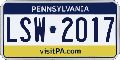 PA license plate LSW2017