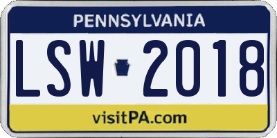 PA license plate LSW2018