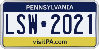 PA license plate LSW2021