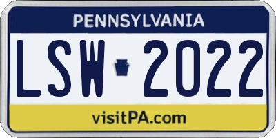PA license plate LSW2022
