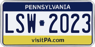 PA license plate LSW2023