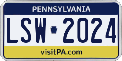 PA license plate LSW2024