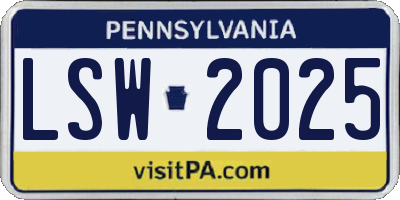 PA license plate LSW2025