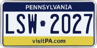 PA license plate LSW2027