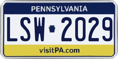 PA license plate LSW2029
