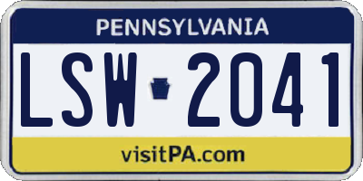 PA license plate LSW2041