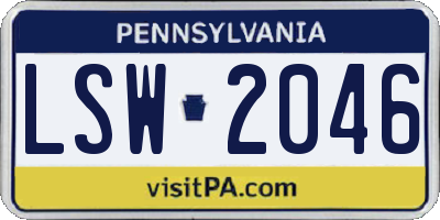 PA license plate LSW2046