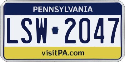 PA license plate LSW2047