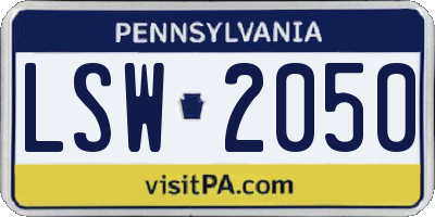 PA license plate LSW2050