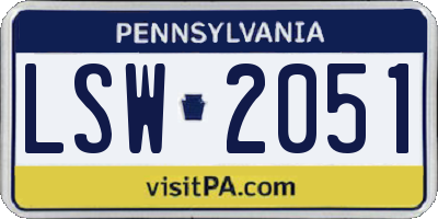 PA license plate LSW2051