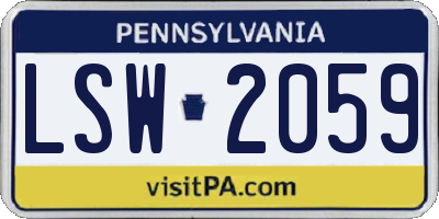 PA license plate LSW2059
