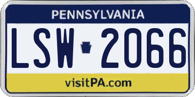 PA license plate LSW2066