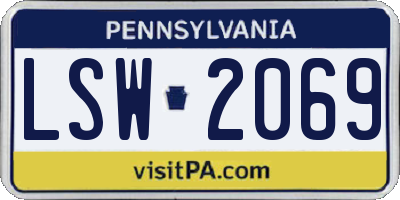 PA license plate LSW2069