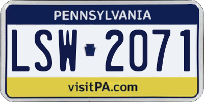 PA license plate LSW2071