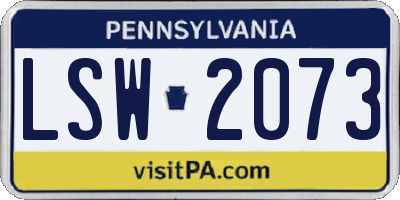 PA license plate LSW2073