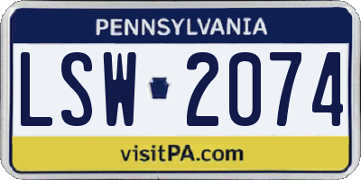 PA license plate LSW2074